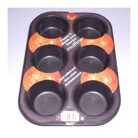 Moule 6 Muffins 7cm Anti-Adhésif Noir S.I.F