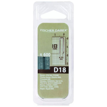 Agrafes Galvanisées Type D 18mm Boîte de 600 Fischer Darex