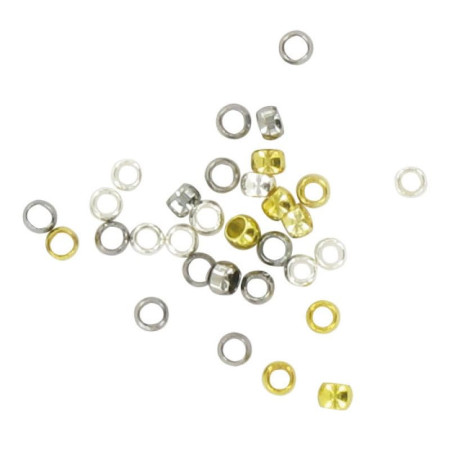 Perles à Écraser Ctop Rondes 2mm Noir, Or, Argent