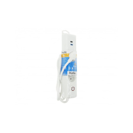 Bloc multiprise 3 prises 2 USB Câble 1,5m