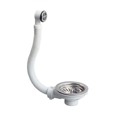 Bonde à panier Wirquin inox Ø90 avec trop-plein, blanc